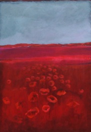 Red Poppies In Magenta Field